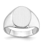 14k White Gold 11.5x Oval Closed Back Mens Signet Ring