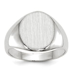 14k White Gold 10.0x Oval Closed Back Signet Ring