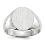 14k White Gold 12.0x Oval Closed Back Signet Ring