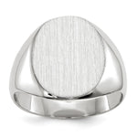 14k White Gold 12.5x Oval Closed Back Signet Ring