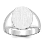 14k White Gold 13.0x Oval Open Back Signet Ring