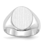 14k White Gold 11.0x Oval Closed Back Signet Ring