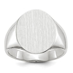 14k White Gold 15.0x Oval Closed Back Mens Signet Ring