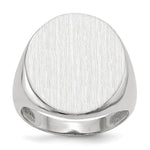 14k White Gold 17.0x Oval Closed Back Mens Signet Ring