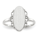 14k White Gold 7.0x Oval Open Back Scalloped Edge Signet Ring