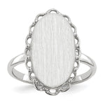 14k White Gold 10.5x Oval Open Back Scalloped Edge Signet Ring