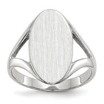 14k White Gold 9.0x Oval Closed Back Signet Ring