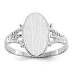 14k White Gold 8.5x Oval Closed Back Signet Ring