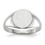 14k White Gold 9.0x Round Closed Back Signet Ring