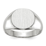 14k White Gold 13.5x Round Closed Back Mens Signet Ring