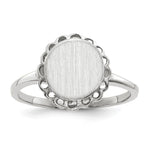 14k White Gold 8.5x Oval Open Back Scalloped Edge Signet Ring