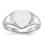 14k White Gold 8.0x Heart Closed Back Signet Ring