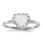 14k White Gold 6.0x Heart Open Back Scalloped Edge Signet Ring