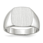 14k White Gold 12.5x Cushion Closed Back Signet Ring