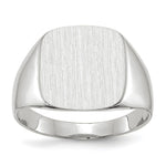 14k White Gold 13.5x Cushion Closed Back Mens Signet Ring