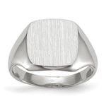 14k White Gold 10.5x Cushion Open Back Signet Ring