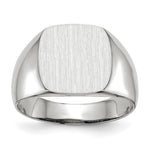 14k White Gold 12.5x Cushion Open Back Signet Ring