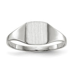 14k White Gold 7.0x Cushion Closed Back Signet Ring