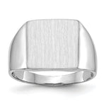 14k White Gold 13.0x Open Back Satin Mens Signet Ring