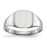 14k White Gold 8.5x Cushion Closed Back Signet Ring