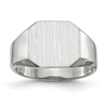 14k White Gold 11.0x Octagon Closed Back Mens Signet Ring