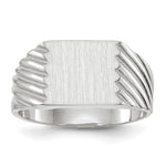 14k White Gold 9.0x Rectangle Closed Back Signet Ring