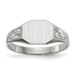 14k White Gold 9.0x Octagon Closed Back Signet Ring