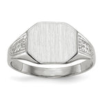 14k White Gold 10.5x Octagon Closed Back Signet Ring