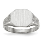 14k White Gold 11.0x Octagon Closed Back Signet Ring
