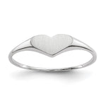 14k White Gold 8.0x Open Back Size 4 Childs Heart Signet Ring