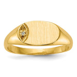 14k 1/2 point A Diamond 10x Closed Back Size 4 Oval Signet Ring