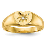 14k 1/2 point VS Diamond 7.0x Open Back Size 3 Heart Signet Ring