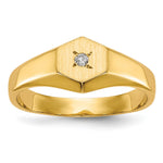 14k .02 carat VS Diamond 5.0x Open Back Size 3 Hexagonal Signet Ring