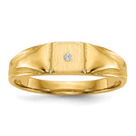 14k Child's AAA Diamond Closed Back Signet Ring