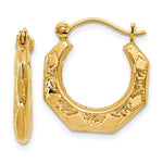 14k Polished Patterned Hoop Earrings
