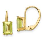 14k Madi K Emerald Shape Peridot Leverback Earrings
