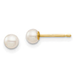 14k Madi K 3- White Round Freshwater Cultured Pearl Post Earrings with Silicone Backs