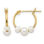14k Madi K 4- White Semi-Round Freshwater Cultured 3-Pearl Hoop Earrings