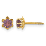 14k Madi K Round CZ February Birthstone Screwback Post Earrings