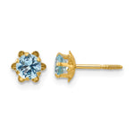 14k Madi K Round CZ March Birthstone Screwback Post Earrings