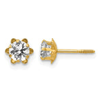 14k Madi K Round CZ April Birthstone Screwback Post Earrings