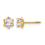 14k Madi K Round CZ June Birthstone Screwback Post Earrings
