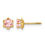 14k Madi K Round CZ October Birthstone Screwback Post Earrings