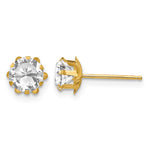 14k Madi K Round CZ April Birthstone Post Earrings