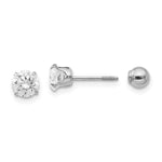 14k Madi K White Gold CZ and Ball Reversible Earrings