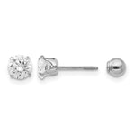 14k Madi K White Gold CZ and Ball Reversible Screwback Post Earrings