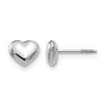 14k Madi K White Gold Small Puffed Heart Screwback Post Earrings