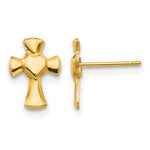14k Madi K Heart Cross Childrens Post Earrings