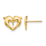 14k Madi K Heart Dolphins Childrens Post Earrings