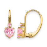 14k Madi K Pink CZ Heart Childrens Leverback Earrings